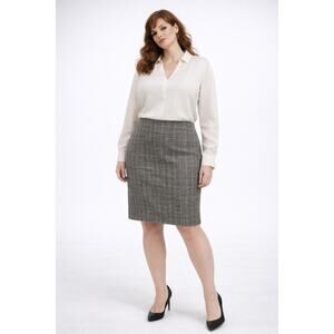 Liz Claiborne Metallic Tweed Pencil Skirt Size 16 Lined Back Vent